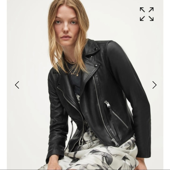 All Saints Dalby Leather Biker Jacket Size 4 - Picture 13 of 16